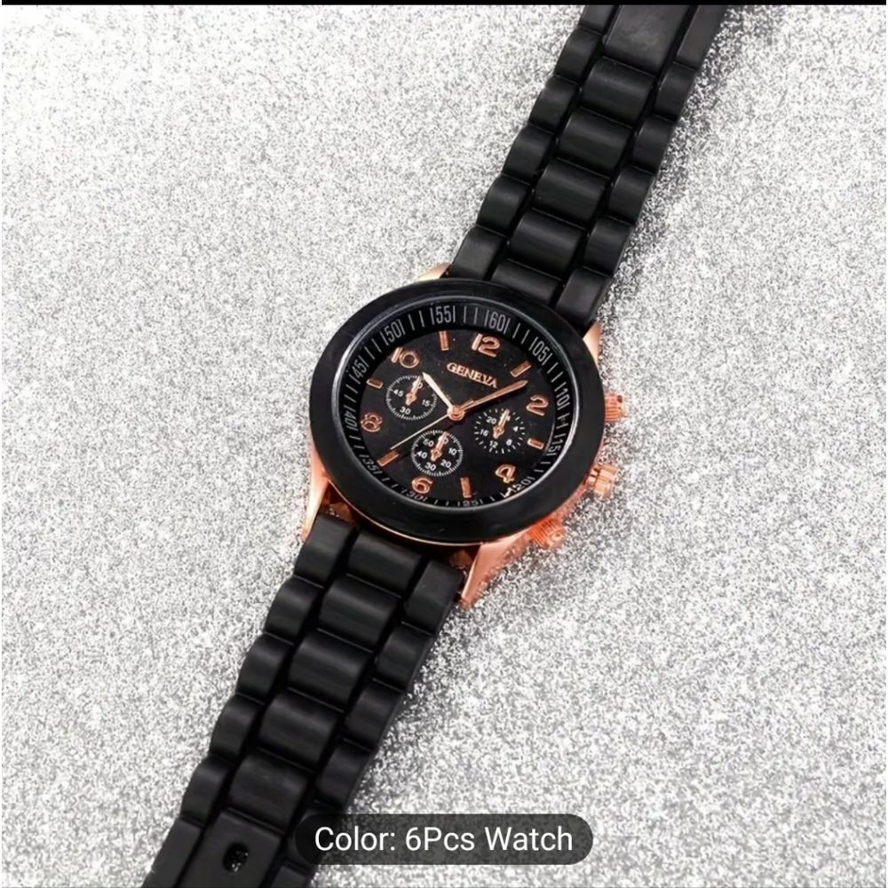 Casual three-eyed Roman scale dial quarts watch set Of 4 - Picture 3 of 5